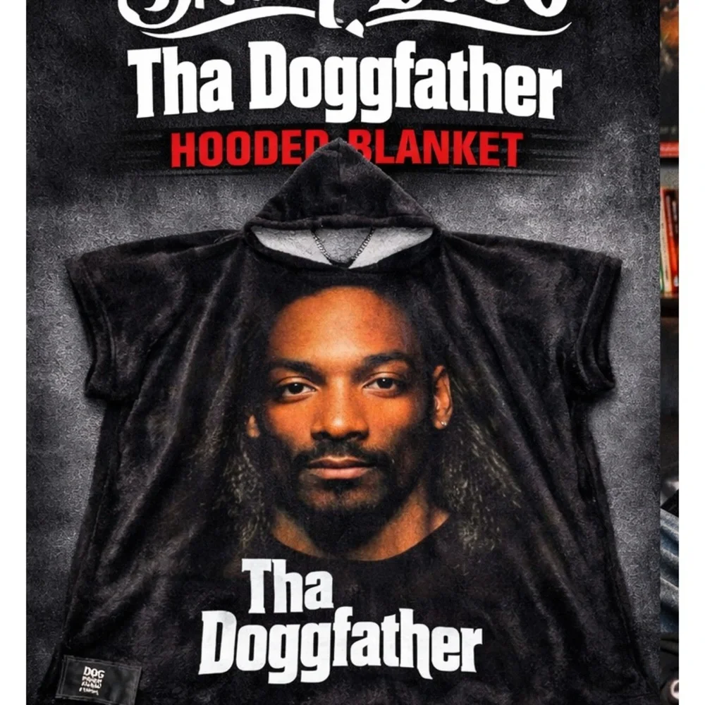 Snoop Dogg “Tha Doggfather” Hooded Blanket Wearable Plush Fleece Throw Black